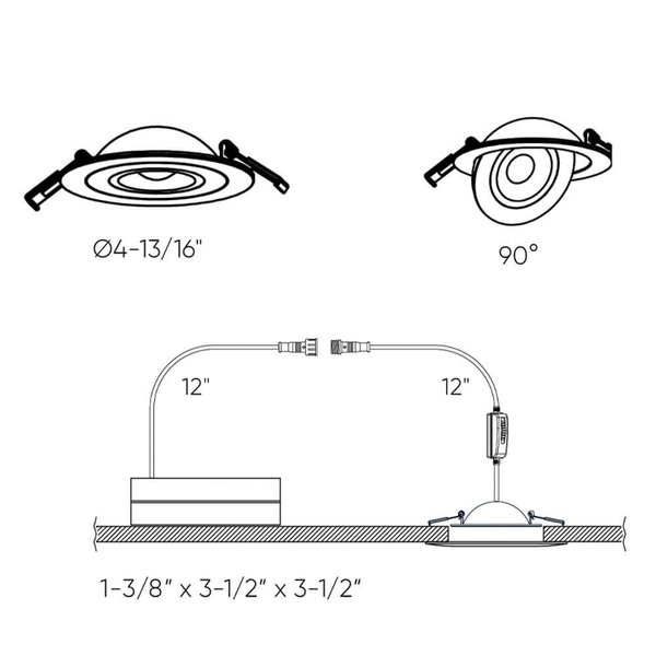 Dals Lighting Pivot 4-Inch Flat Recessed LED Gimbal Light FGM4-CC-BK